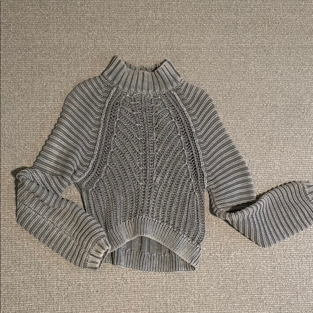 Free People Gray Chunky Cable Knit Women's Sweater